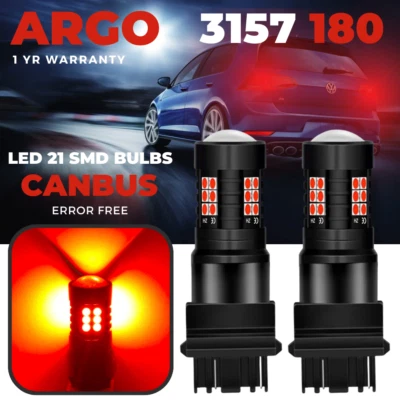 3157 180 Led Brake Light Bulbs Canbus Car Stop Tail Light Wedge Bulbs P27/7w 12v - Image 1 of 4