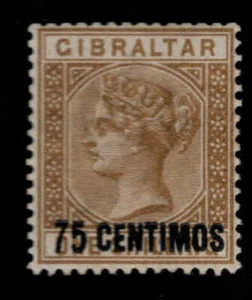 Gibraltar Scott 28 MH * Zuschlag 1sh Bister farbige Briefmarke CV$ 67,50 - Bild 1 von 2