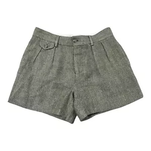 Ralph Lauren Rugby Pleated Shorts Womens Sz 0 Beige Linen Silk Herringbone EUC - Picture 1 of 7