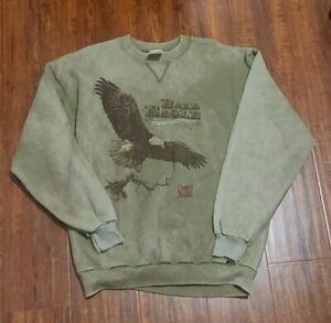 Mens SPIRIT LAKE OUTFITTERS Vintage USA Made Bald Eagle Sweatshirt Sz L Green