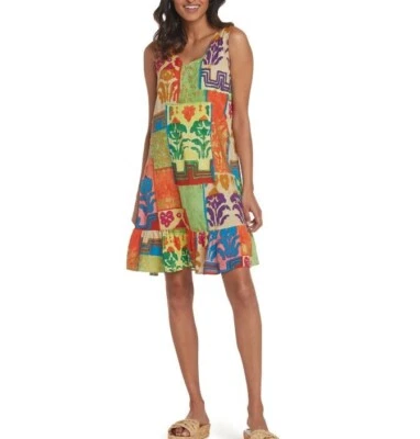 Vestido Solero Hawaiano Jams World Estampado Taj Volantes Grande Hecho en EE. UU. Foto 1 de 3