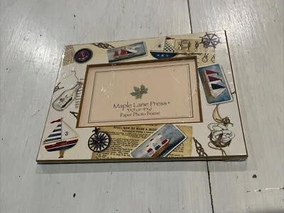 Nautical Maple Lane Press Paper Photo Frame ￼ 3 X 5 Or 4 X 6 ~NEW - Image 1 of 4