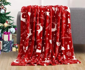 Velvet Super Soft Christmas Prints Fleece Blanket Fuzzy Warm & Cozy,50 x 60 Inch - Picture 1 of 6