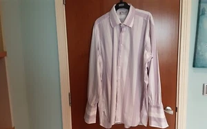Mens Turnbull & Asser Shirt Exclusive Purple Striped Double cuffs Cotton size 18 - Picture 1 of 24