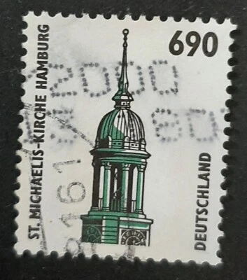 Germany: 1996 - 690 Pf St Michael's Church Hamburg with Coil Number - Used Stamp - Image 1 of 2