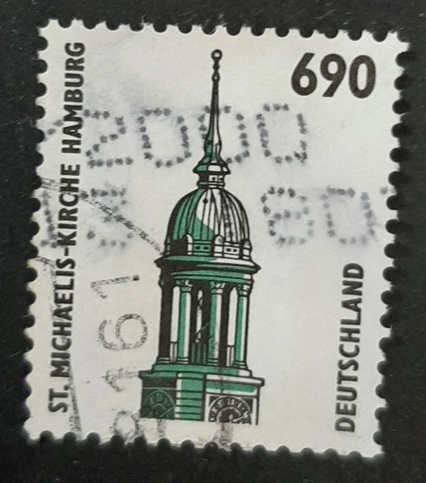 Germany: 1996 - 690 Pf St Michael's Church Hamburg with Coil Number - Used Stamp - Image 1 of 2