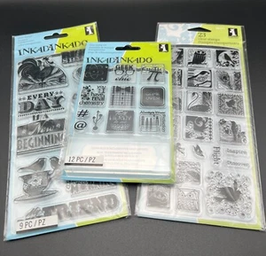 Inkadinkado Clear Stamps Lot: Nerds Geeks | Good Morning | Birds Butterflies NIP - Picture 1 of 2