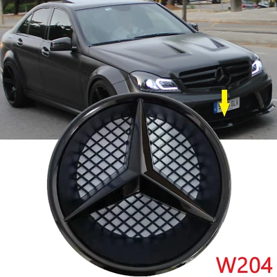 2008-2014 Front Grille Star Emblem Badge For C W204 C300 GLK X204 W245 Black - Image 1 of 4