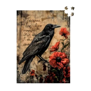 Raven Halloween: Wooden Jigsaw Puzzle for Adults 500pc Puzzle by Durazza - Picture 1 of 3