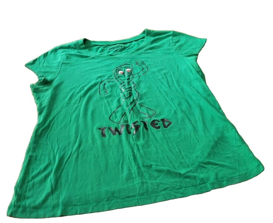 Camisa de manga corta Gumby para mujer talla XL verde de mezcla de algodón liso Foto 1 de 4