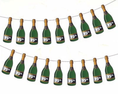 Champagne Bottle Bunting Birthday Anniversary Party Decorations 18pcs ANY NUMBER - Image 1 of 4