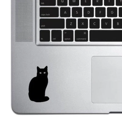 2 Black Cat Vinyl Decal Sticker for Macbook Air Pro Laptop Trackpad Cup Bottle - Image 1 of 4