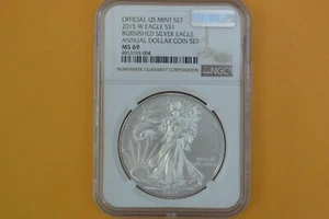 2015 W BURNISHED SILVER EAGLE NGC MS69 ANNUAL DOLLAR COIN SET - Picture 1 of 2
