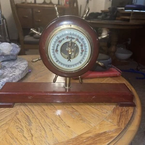 Vintage Nautical W. Germany Stormy Rain Change Fair Very Dry Barometer On Stand - Picture 1 of 7
