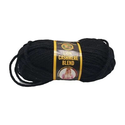 Lion Brand 14% Cashmere Blend Italian Yarn Black 153 72% Wool 14% Nylon 1.5 Oz - Image 1 of 4