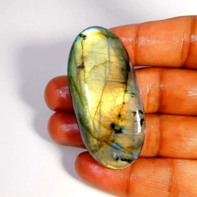 100% Natural Dorado LABRADORITA Cabujón Ovalado 56x26x08MM Gemas Sueltas 103.... - Imagen 1 de 3