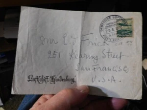 1936 GERMAN LUFTPOST LUFTSCHIFF HINDENBURG STAMP POSTAL HISTORY TO SAN FRANCISCO - Picture 1 of 5