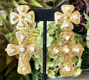  PENDIENTES GRANDES VALERE "DONATELLA" HOWLITA CHAPADOS EN ORO POSTE - Imagen 1 de 12