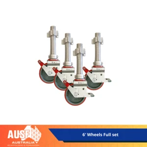 6 Inch Adjustable Wheels for Aluminium Scaffold Mobile Tower x 4 - Picture 1 of 2