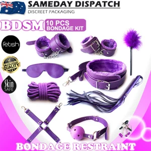 14 pcs BDSM Bondage Kit Furry Collar Handcuffs Fetish Restraint Adult Sex Toy - Picture 1 of 16