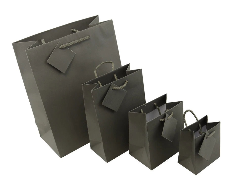 MATT GREY DRAWSTRING JEWELLERY BIRTHDAY PARTY GIFT TOTE BAGS & TAGS - Image 1 of 1