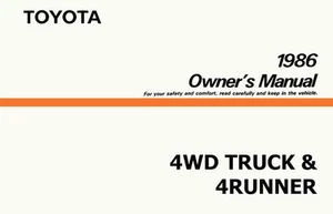 Toyota 1986 camioneta 4x4 y 4 corredores manual del propietario guía del usuario operador de referencia OEM - Imagen 1 de 1