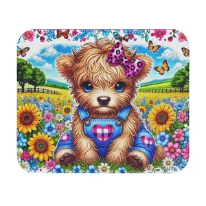Cute Sunflower Highland Cow Mouse Pad Mouse Pad -Floral Cow - Picture 1 of 5