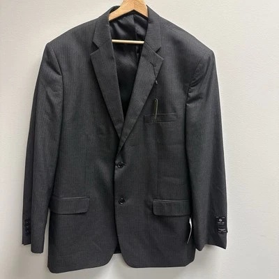 Blazer a rayas Haggar Suit Up System para hombre talla 46L gris preppy nuevo con etiquetas $180 Foto 1 de 4