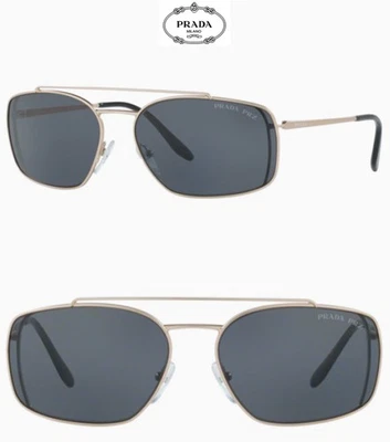普拉达 SPR64V 1BK-5Z1 纯金金属偏光灰色飞行员太阳镜。 62毫米 — 第 1/4 张图片