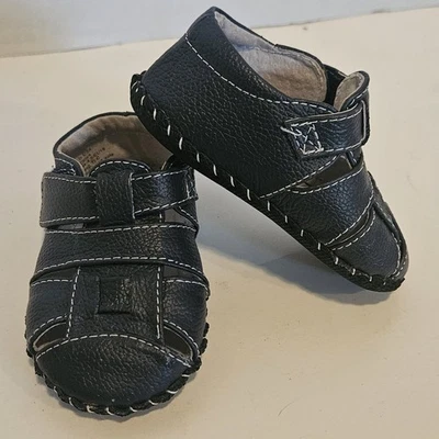 Sandalias de pescador de cuero azul marino pediped para bebé niño, suela suave, talla 6-12 meses (4-4,5) Foto 1 de 4