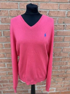 Polo Ralph Lauren Suéter Para Hombre Mediano Rosa Logo Poni Cuello en V Algodón - Imagen 1 de 10