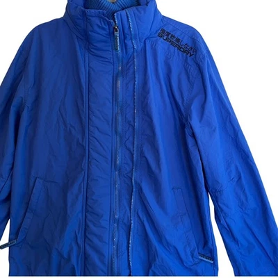 Superdry Chaqueta Windcheater Azul Cremallera Completa Cuello Simulado Cordón Abrigo Para Mujer M Foto 1 de 4