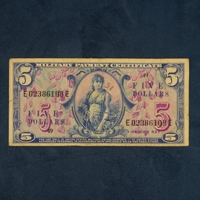 Series 521 $5 U.S. Military Payment Certificate - Free Shipping USA - Image 1 of 4