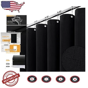 Schwarz Stall Duschvorhang 60x72 Leinen Struktur Wasserdicht Robust Luxus - Bild 1 von 8