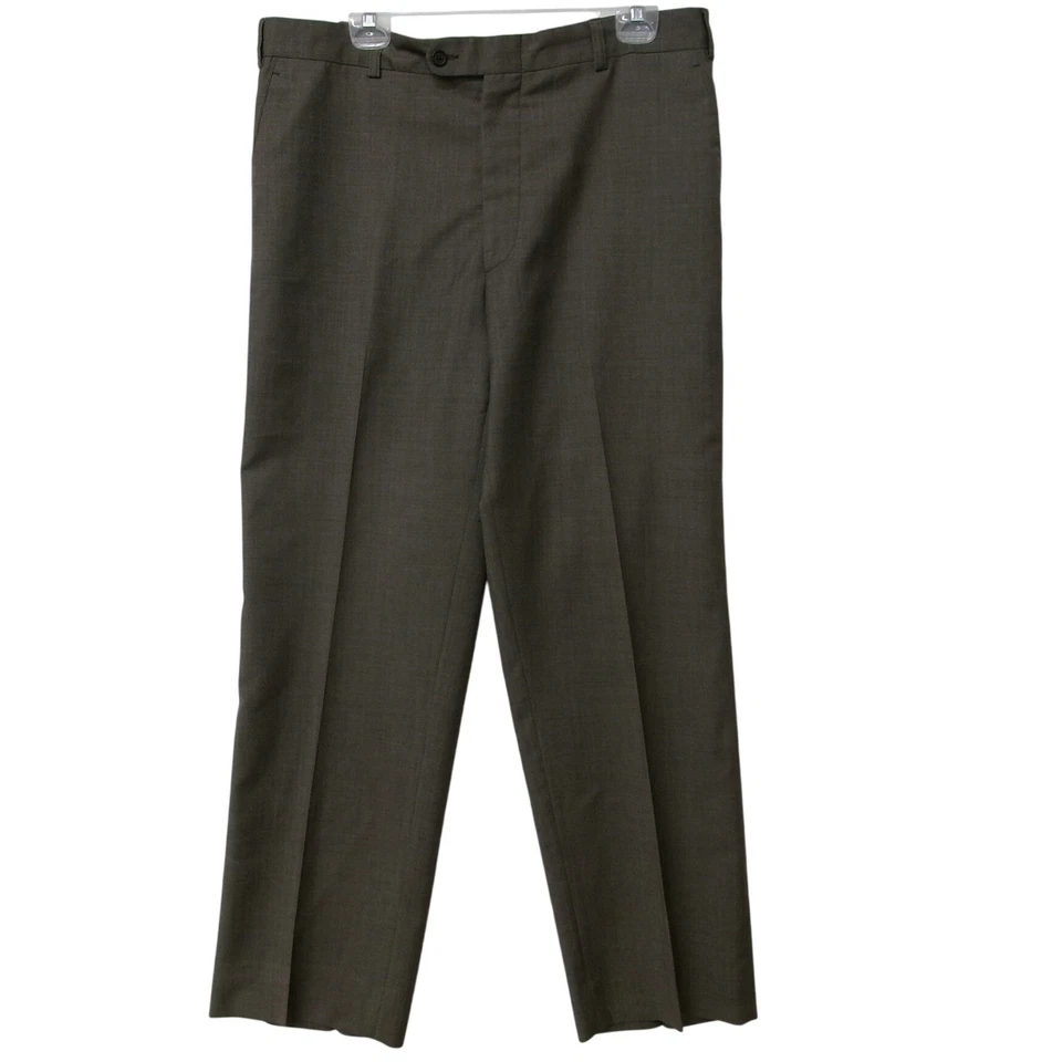 Pantalones de vestir Luxe Linea Naturale para hombre 100 % lana Italia frente plano 38x31 topo Foto 1 de 3
