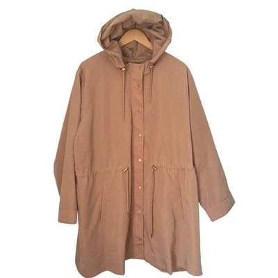 Susan Graver 女式米色连帽抽绳 Anorak Parka 夹克尺寸 3XP — 第 1/4 张图片