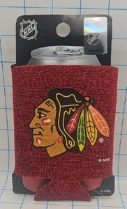 Chicago Blackhawks Can Koozie NOS Glitter red logo NHL official  - Picture 1 of 6