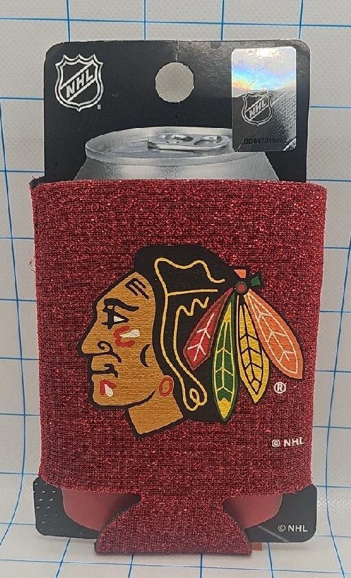 Chicago Blackhawks Can Koozie NOS Glitter red logo NHL official  - Image 1 of 4