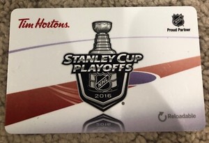 Stanley Cup 2016  Penguins Tim Horton's CANADA Gift Card *No Value Reloadable