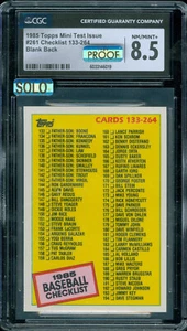 1985 TOPPS MINI # 261 CHECKLIST TAN PROOF CGC 8.5 MAC FINEST SPOTLESS 5 MADE  * - Picture 1 of 6