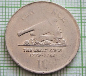 MINT ERROR - GIBRALTAR 2006 10 PENCE, CANON POINTING DOWN - WEAK STRIKE - Picture 1 of 6