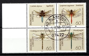1991 Germany Sc# 1674a - Used 60pf, SOTN cancelled block of Dragonflies Cv$4.25 - Picture 1 of 1
