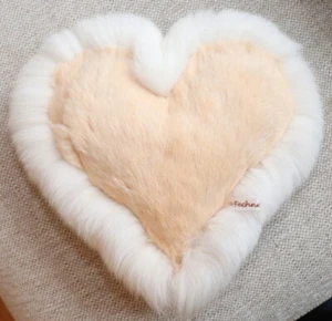 Fourrure Cœur Coussin Shadowfuchs Lapin Amour Mariage Anneau Nature Pêche Ivoire - Picture 1 of 4