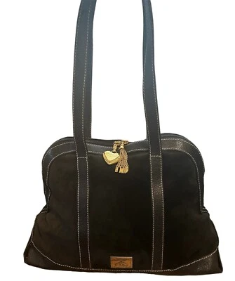 De Colección Moschino Negro Gamuza Cuero XL Cartera Bolso para Pasar la Noche Cartera Bolso Redwall Foto 1 de 4