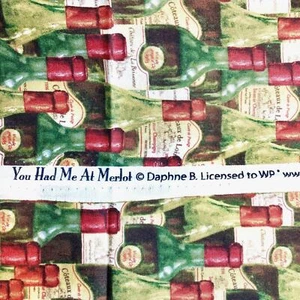 Two yards of Wine to sew You Had Me at Merlot, 100% Cotton Fabric by Daphne B - Picture 1 of 3