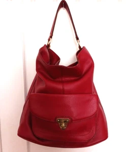 Large vintage Banana Republic red pebbled leather hobo bag purse front pocket - Picture 1 of 8