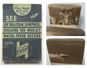 1937 Sir Malcolm Campbell BREAKING THE WATER SPEED RECORD Blue Bird Flicker Book - Imagen 1 de 6