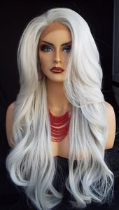 Long CLR #60 white/grey Lace Front Wig FLOWING SOFT WAVES US SELL 359 - Picture 1 of 12