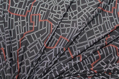 1 Lfm Jersey 4,00€/m²  Singeljersey schwarz weiß gemustert XB14 - Bild 1 von 2