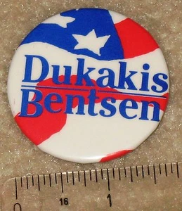 POLITICAL PINS Pinbacks CAMPAIGN Pin Buttons Dukakis Bentsen Pin - Picture 1 of 4